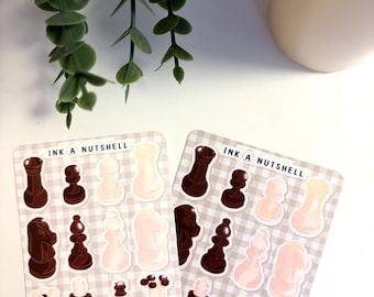 Hoja de pegatinas washi o mate de ajedrez: pegatinas de piezas de ajedrez para diario