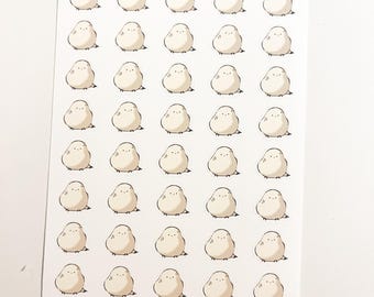 Long-Tailed Tit Bird Stickers: Matte Journaling Stickers