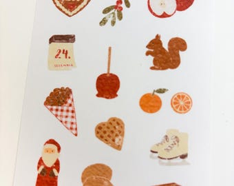 Hoja de pegatinas navideñas de invierno: papel mate o washi, diario invernal - Cold Joys