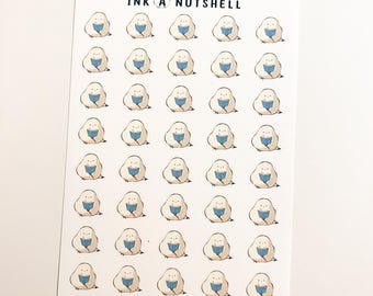 Reading Bird Matte Sticker Sheet: Reading Long-Tailed Tits Journaling Stickers
