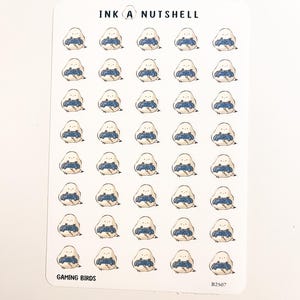 Stickers oiseaux - Mésanges gamer | Jolie feuille d'autocollants mate pour journal, scrapbooking et correspondants