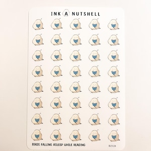 Adesivi per uccelli - Stanco di leggere le cinciallegre / Foglio di adesivi opachi carini per journaling, scrapbooking e amici di penna