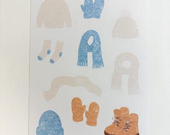 Hoja de pegatinas navideñas de invierno: papel mate o washi, diario invernal - Sonido de la nieve