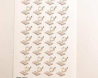 Studying Bird Matte Sticker Sheet: Studying Long-Tailed Tits Journaling Stickers