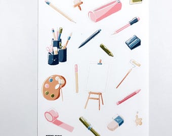 Hoja de pegatinas mate de Artist's Tools: Dibujo y bocetos para diarios