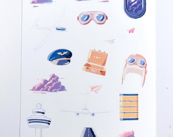 Hoja de pegatinas mate para aeropuertos y aviones: álbum de recortes de viajes, diario