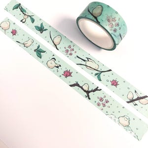 Fita Washi de Pássaros: Chapins-de-cauda-longa de inverno, diário e scrapbooking
