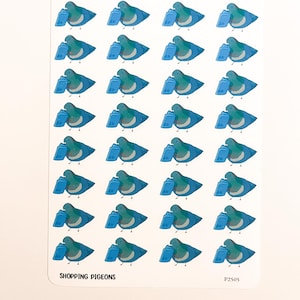 Pigeon Stickers – Shopping Pigeons | Cute Matte Sticker Sheet for Journaling, Scrapbooking & Pen Pals