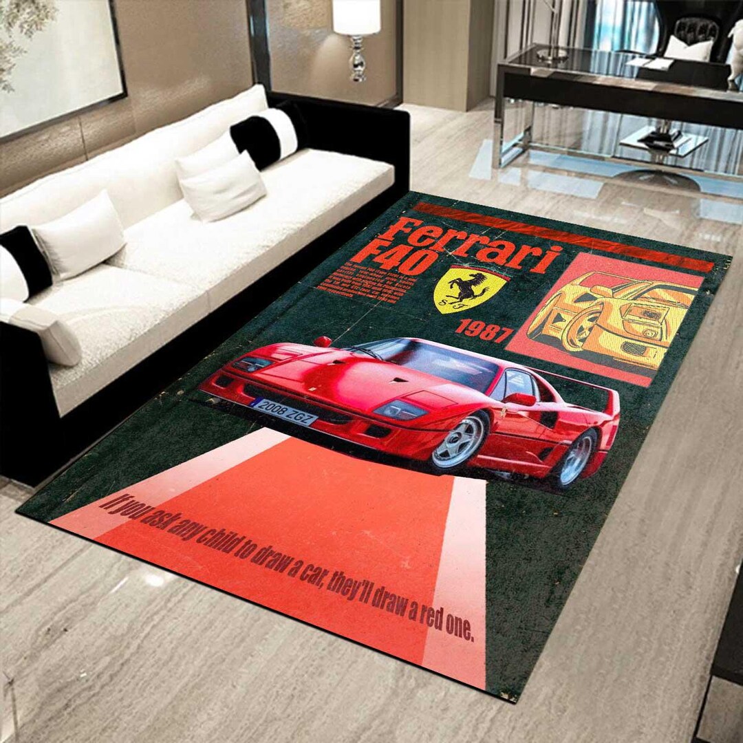 Ferrari F40 Rug, Ferrari Rug, Poster Rug, Luxury Car Rug, Office Rug ...