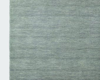 Seafoam Blue, Plush Scandinavian Solid Rug, Modern Living Room Carpet Hand Tufted 8x10