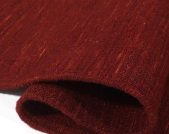 Alfombra Kilim de lana color granate, tejido plano rojo liso, Dhurrie de pelo corto tejida a mano.