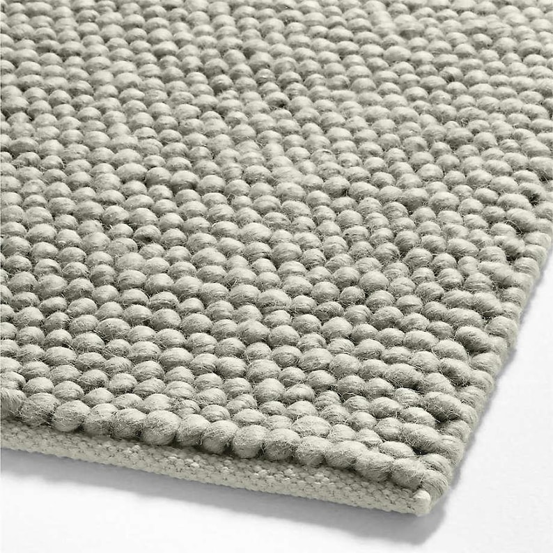 Nubby Rugs Handwoven Wool Rug 8x10 Light Gray Taupe Bubble Pebble Chunky Texture ...