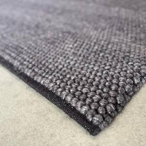 Alfombra de lana Pebble gris oscuro, alfombra texturizada tejida a mano, alfombra moderna de felpa gruesa.