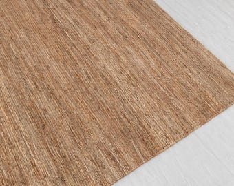 Handwoven Natural Brown Jute Flatweave Area Rug, Standard or Custom Size