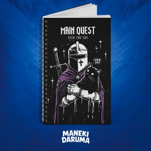 Knightly Quest Spiral Journal [EU] | Feed the Cat, Dungeons & Dragons, Fantasy Gift, Cat Lover&#39;s Notebook, Adventurer&#39;s Diary
