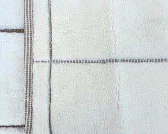 Ivory Grid Rug – Hand-Knotted NZ Wool Carpet | Modern Minimalist Area Rug | Scandinavian Neutral Decor