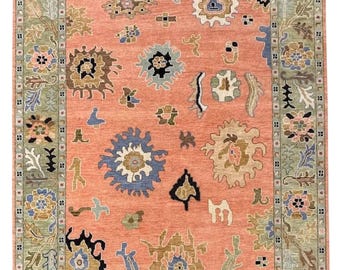 Pfirsich Oushak Stil Handgeknüpfter Teppich 4x6, 5x8, 6x9, 8x10, 9x12, 10 x 14 ft Handgefertigte Teppiche für Wohnzimmer - Antiker Stil Zeitgenössischer Teppich