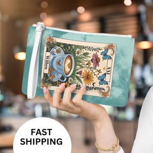 Gepersonaliseerde tarotkaart geïnspireerd clutch mystic boho accessoire aangepaste occult thema portemonnee hekserij feest cadeau esoterische avondtasje