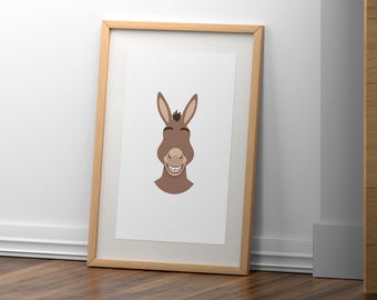 Donkey - Shrek - Poster - Portrait - Printable Wall Art - Minimalist illustration - Digital Download - PNG / JPEG / PDF