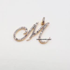 Colgante con la letra inicial M/Regalo para enamorados/Colgante con diamante de talla única/Dije de letra en plata de ley 925/Colgante con el alfabeto/Regalo personalizado