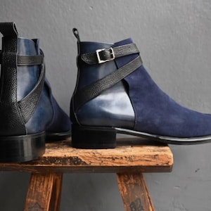 New Handmade Bespoke Pure Suede & Leather Jodhpur Boot For Men