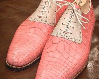 New Handmade Bespoke Pure Alligator & Leather Oxford Dress Shoes For Men