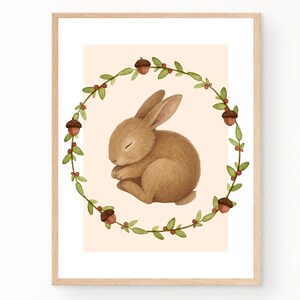 Poster mit schlafendem Häschen | Niedliche Kinderzimmerdekoration | Wandkunst mit süßen Waldtieren | Kreative Poster für Kinderzimmer oder Spielzimmer