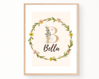 Personalized Name Poster | Watercolor Farm Animals Set | Baby Room Decor | Cute Posters Kids Room or Playroom