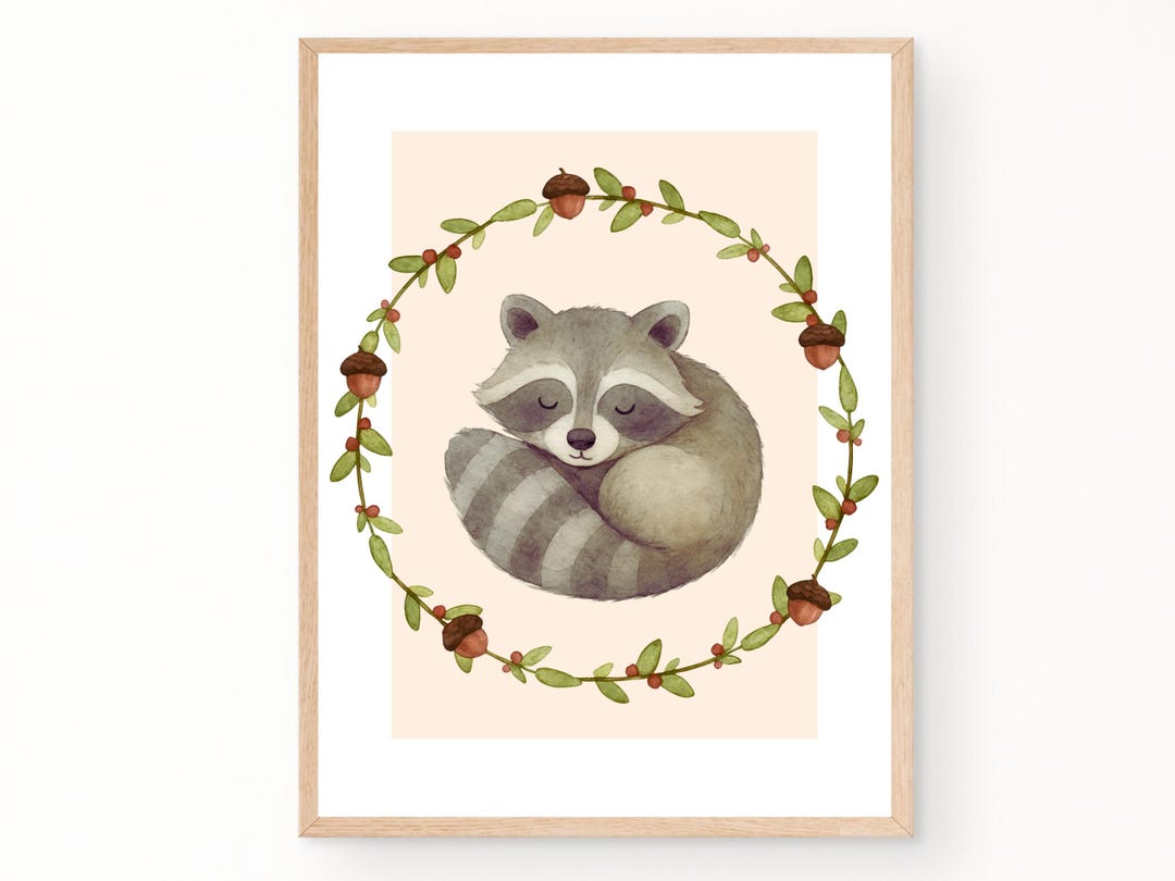 Cute Sleeping Raccoon Print | Instant Download | Calm Zen Decor for ...