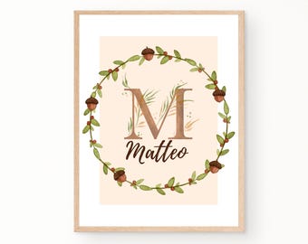 Personalized Name Poster | Name Poster for Nursery Decor | Forest Animals Collection | Cute Prints for Kids Room Playroom
