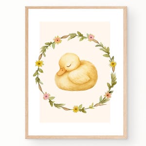 Poster con paperella addormentata | Decorazione rilassante per la cameretta dei bambini | Graziosa decorazione murale con animali da fattoria | Graziosi poster per la cameretta dei bambini o la sala giochi