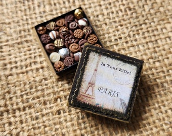 Miniature Box of Chocolates 12th Scale Polymer Clay Eiffel Tower