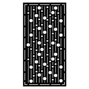 May include: A black rectangular decorative panel with a repeating pattern of white circles and vertical lines. The circles vary in size and are evenly spaced throughout the design. The panel has a clean, modern aesthetic.