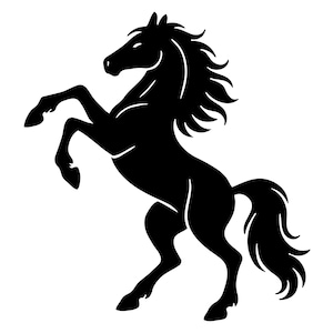 Rearing Horse Stallion DXF File, Laser Cut Wall Art, Flowing Mane Design, Equine Decor