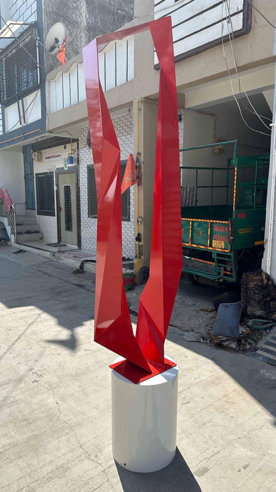 Modern Abstract, Rusted Metal Sculpture, Geometric Outdoor Garden Art ...