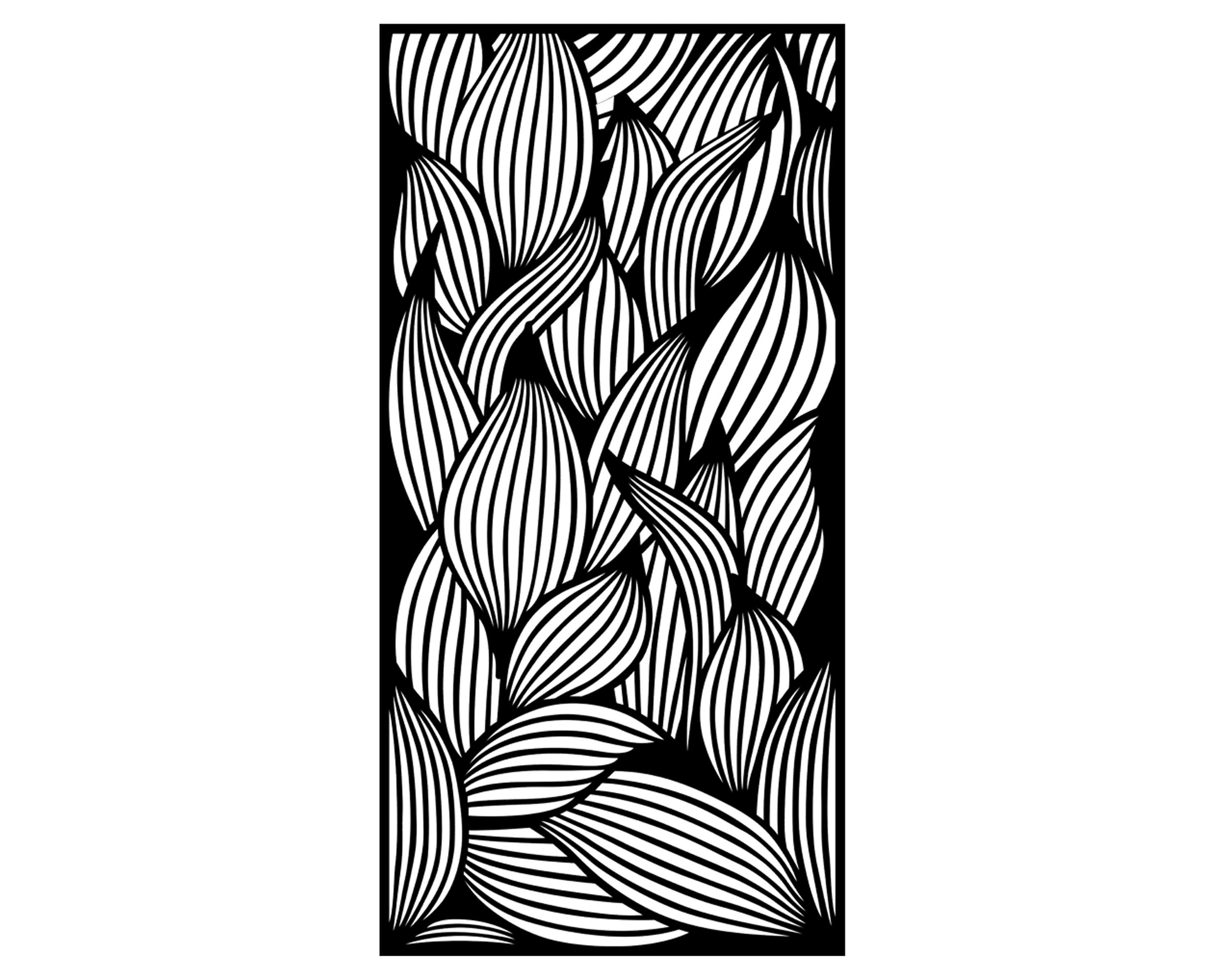 Abstract Leaf Line Art DXF File, Laser Cut Wall Panel, Modern Botanical ...
