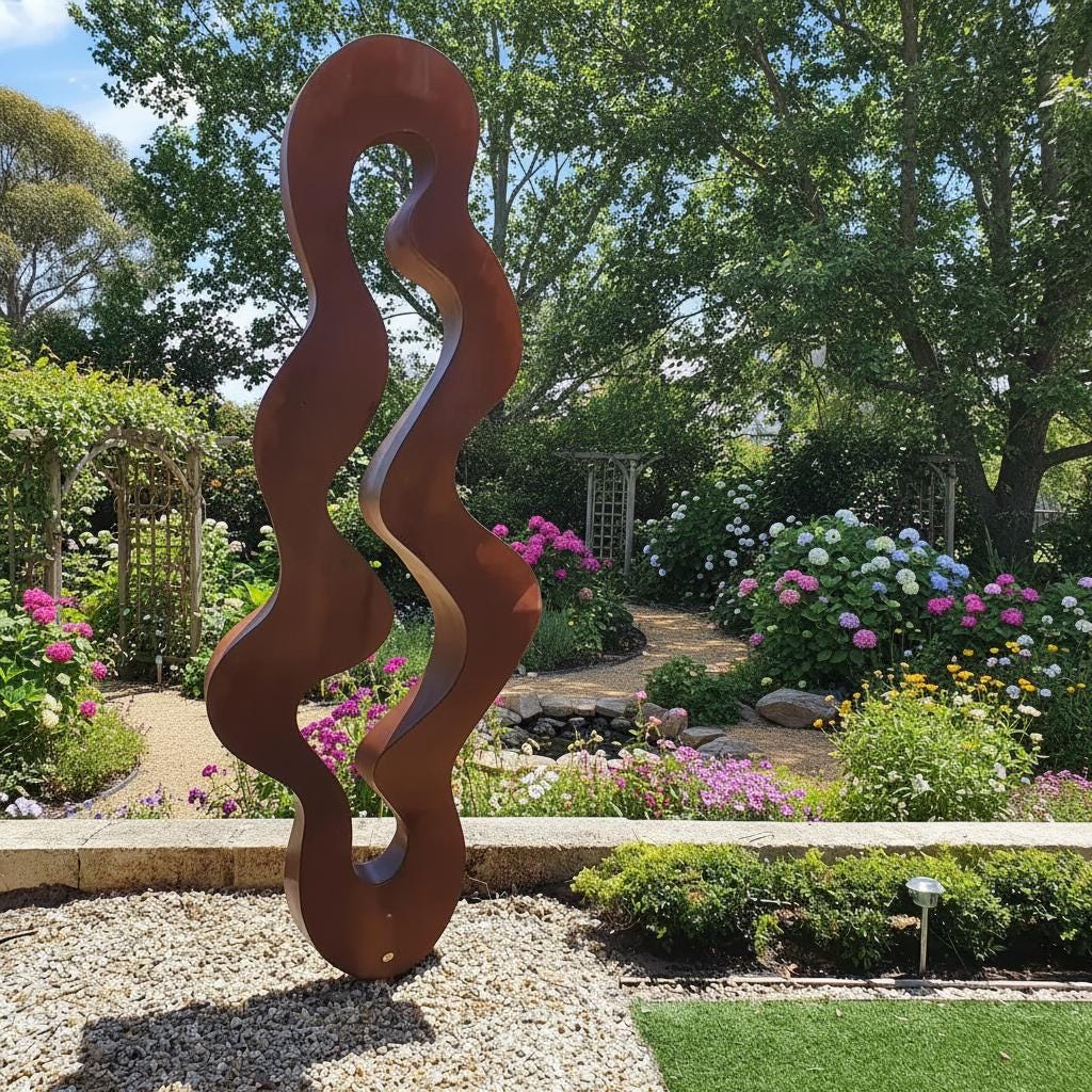 Flowing Curves Modern Metal Garden Sculpture, Abstract Art Installation ...