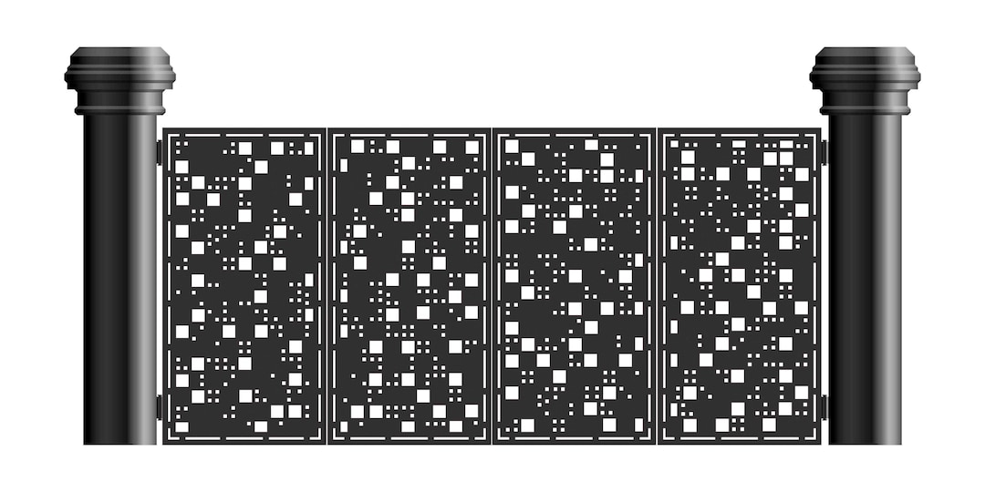 Pixel Square Grid DXF | Geometric Metal Panel | CNC Cut Gate Design ...