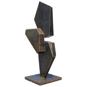 Modern Geometric Metal Sculpture | Abstract Corten Steel Garden Art | Industrial Outdoor Decor | Faceted Contemporary Yard Statue