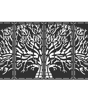 Tree Panel DXF File | Laser Cut Tree Screen | CNC Tree Fence Design | Privacy Tree Wall Art | Tree Silhouette  Panel