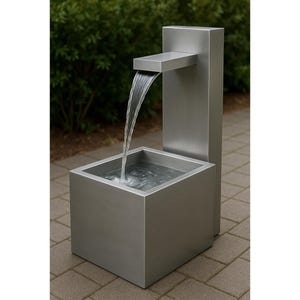 Moderne Edelstahl Wasserfontäne | Outdoor Garten Dekor | Minimalist Terrasse Funktion | Zeitgenössische Hofkunst Zen-Brunnen |