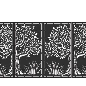 Bushy Tree Panel DXF | Grass Landscape Laser Cut Design | Tree Privacy Screen | CNC Panel DXF | Metal Garden Gate Art