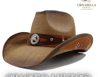 Women And Men Unisex Western Rodeo Cowboy Straw Hat Beach Sun Hat