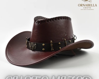 Vintage cowboyhoed kunstleer panama jazzhoed