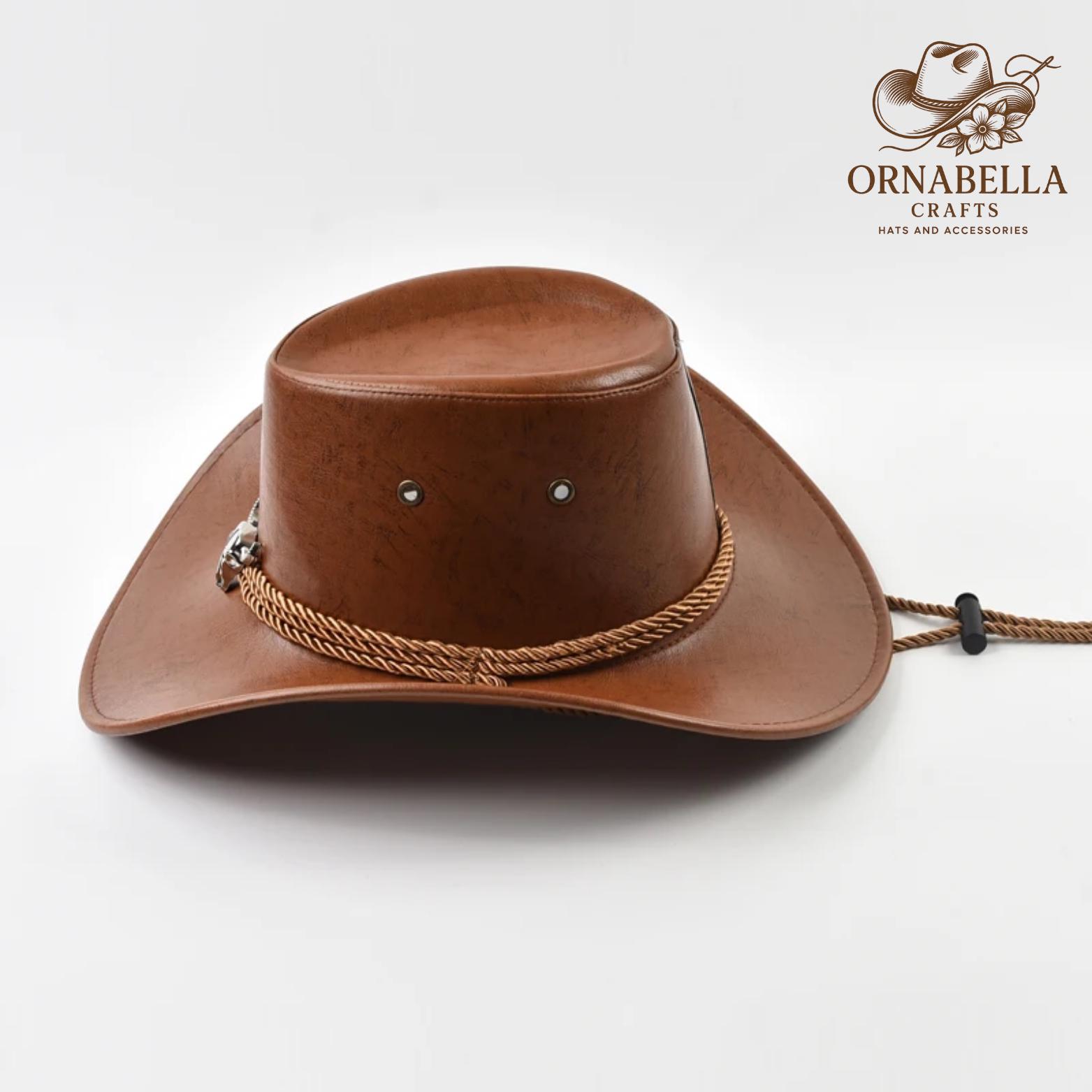 Vintage leather boho Panama cowboy hat Life main image 4