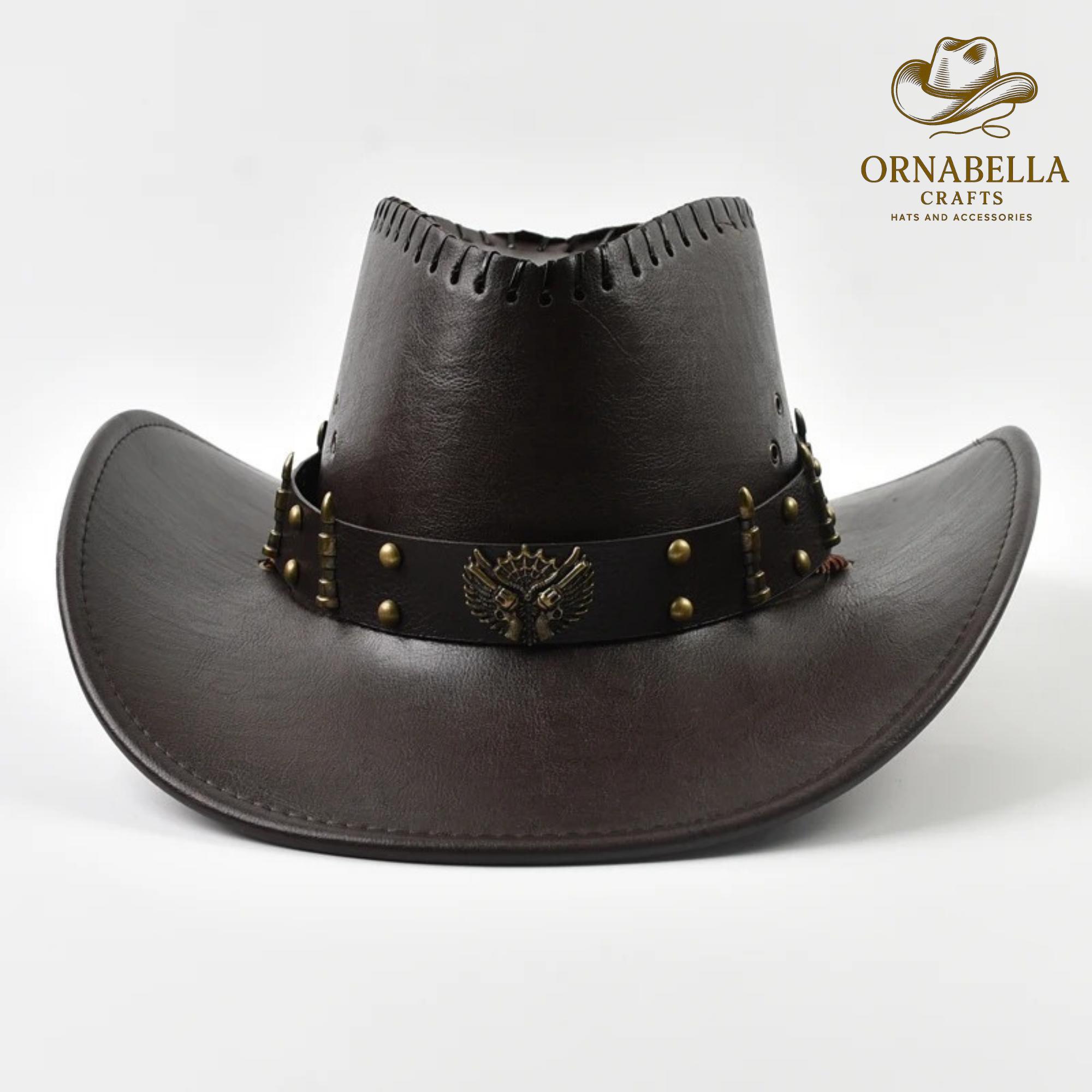 Vintage Style Cowboy Hat: Unisex Faux Leather Western Panama 