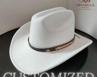 Chapeau De Cowboy Blanc Pour Enfants - Style Western - Tissu Non Tissé - Ajustable - Pour Déguisement Ou Look Daily