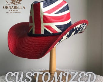British Rodeo Rebel Unisex Cowboy Patriotic Hat for Women and Men
