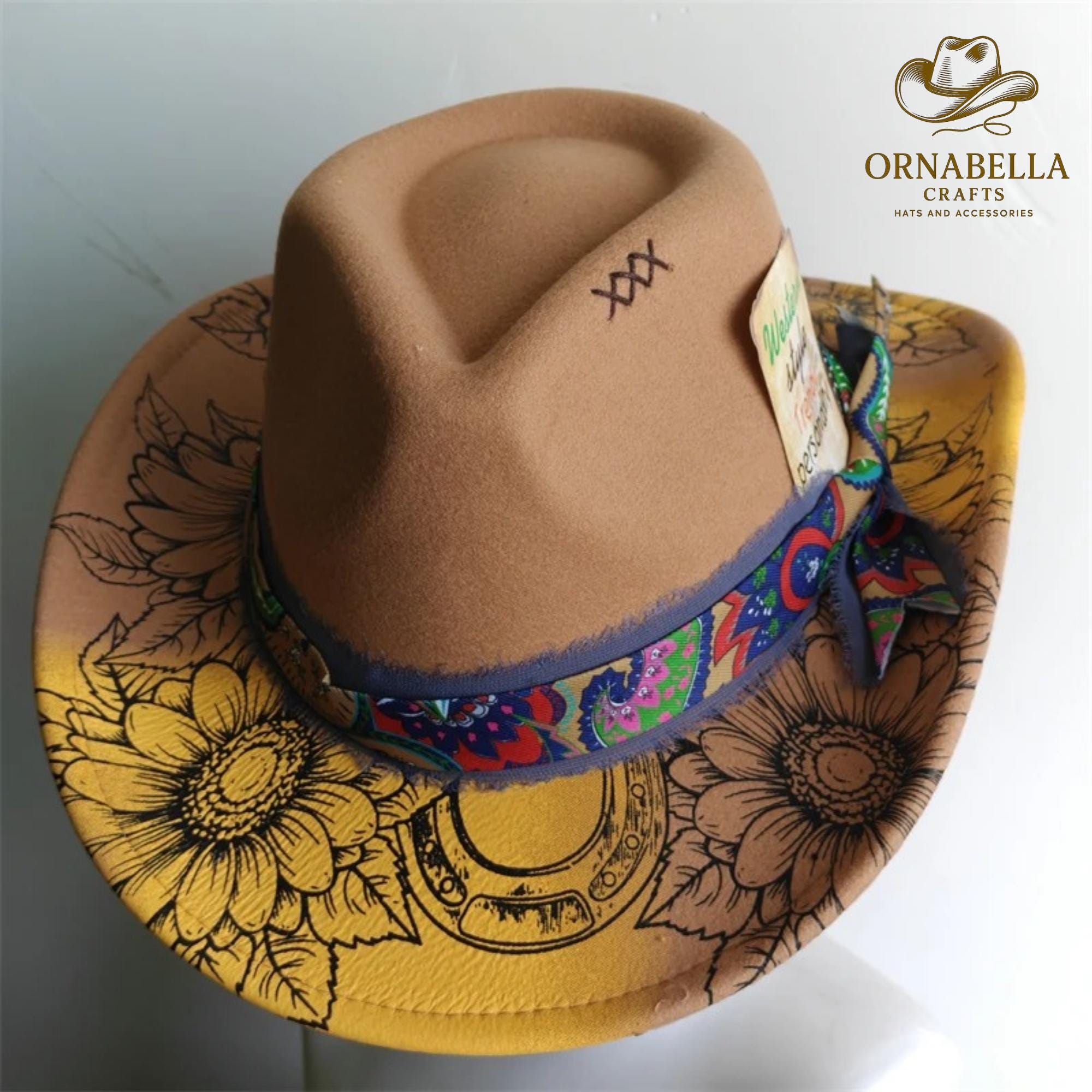 Midnight Bloom Cowboy Hat: Black Floral Embroidered, Braided 