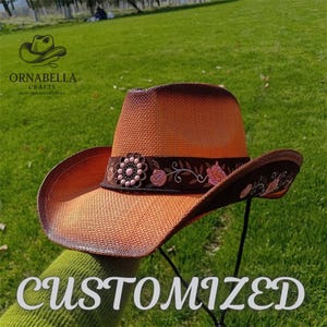 Custom Embroidered Straw Cowboy Hat: Western Rodeo Style